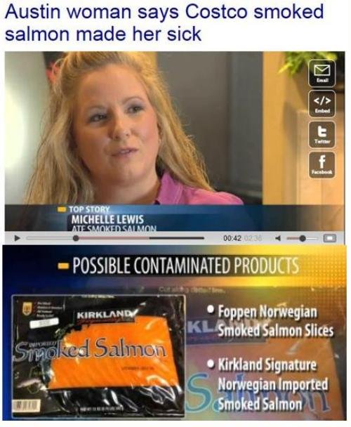 US TV on Costco woman sick with Norwegian salmon US TV on Costco woman sick with Norwegian salmon