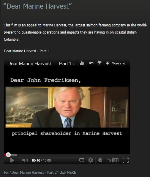 Blog #1 Dear Marine Harvest Blog #1 Dear Marine Harvest