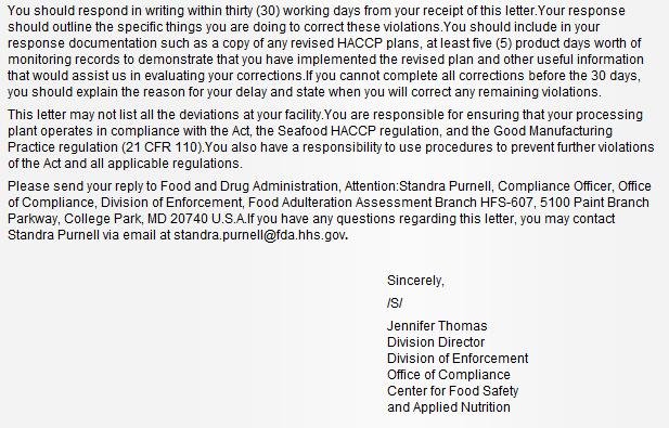 Scottish Sea farms #8 FDA warning letter Scottish Sea farms #8 FDA warning letter