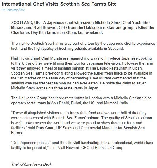 Scottish sea farms #30 Japanses chefs Scottish sea farms #30 Japanses chefs