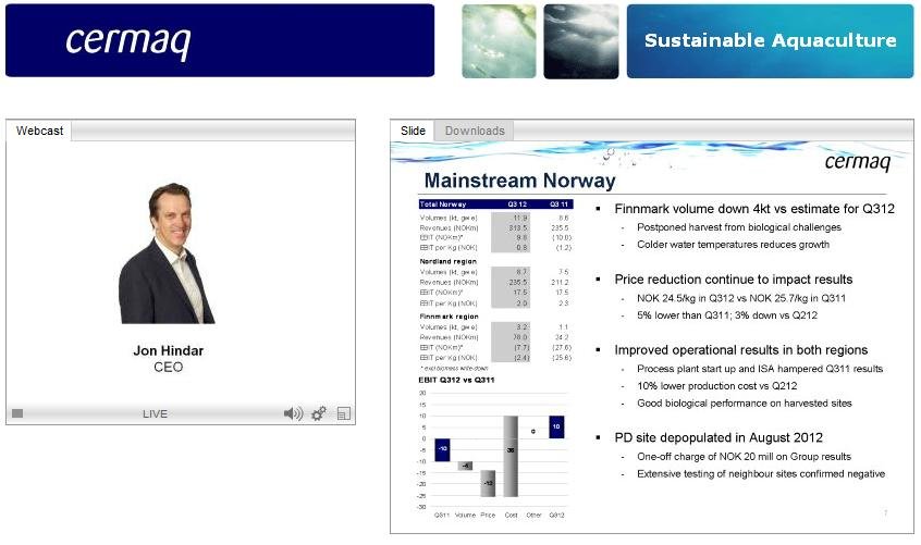 Cermaq Q3 2012 presentation #5 Norway Cermaq Q3 2012 presentation #5 Norway