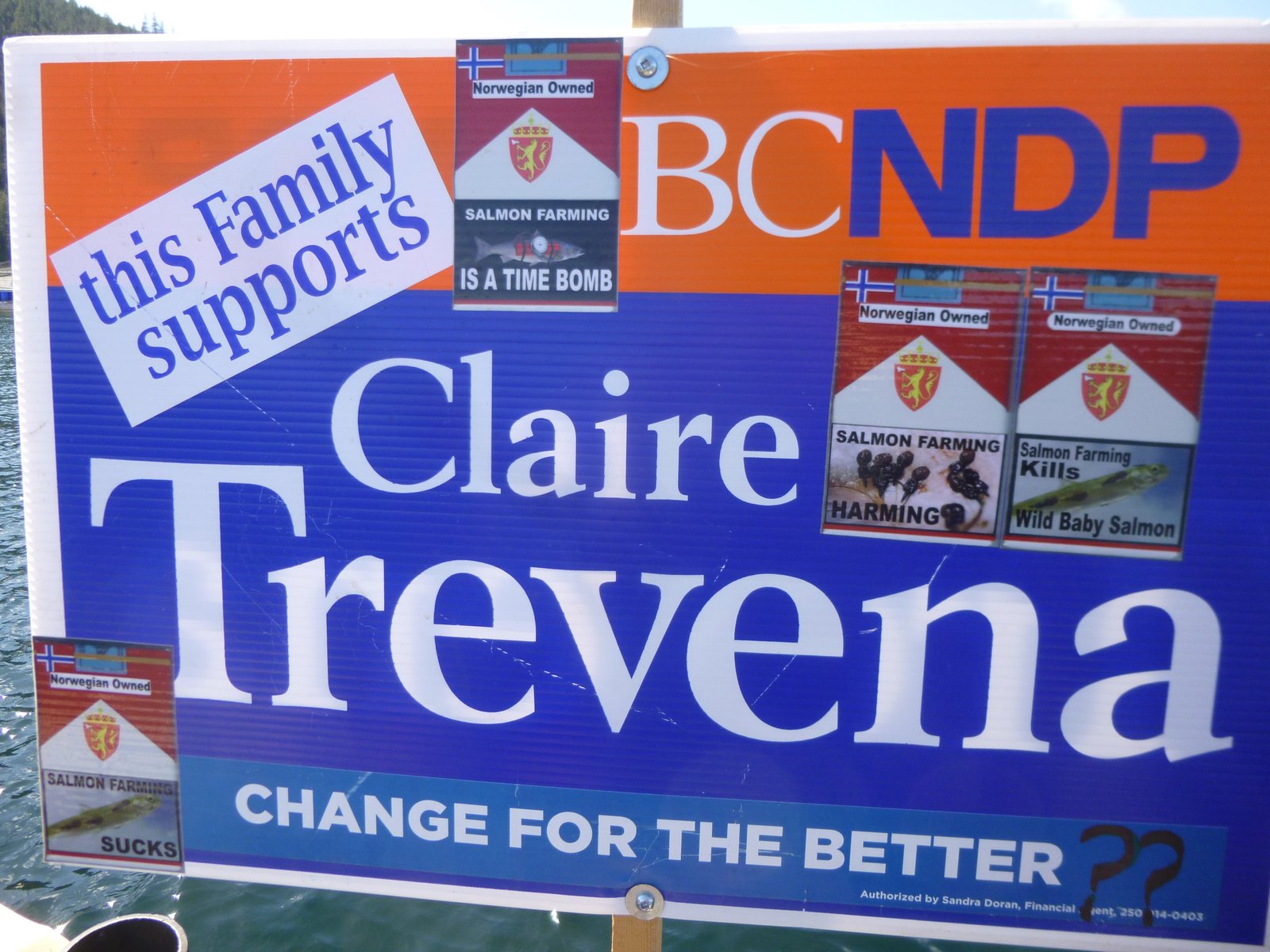 Clare Trevena election poster with stickers Clare Trevena election poster with stickers