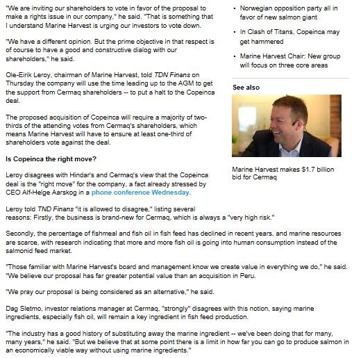 MH Cermaq Intrafish battle shareholders #2 MH Cermaq Intrafish battle shareholders #2