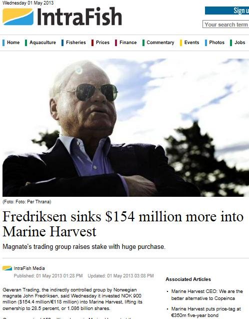 MH cermaq Fredriksen raises stake MH cermaq Fredriksen raises stake