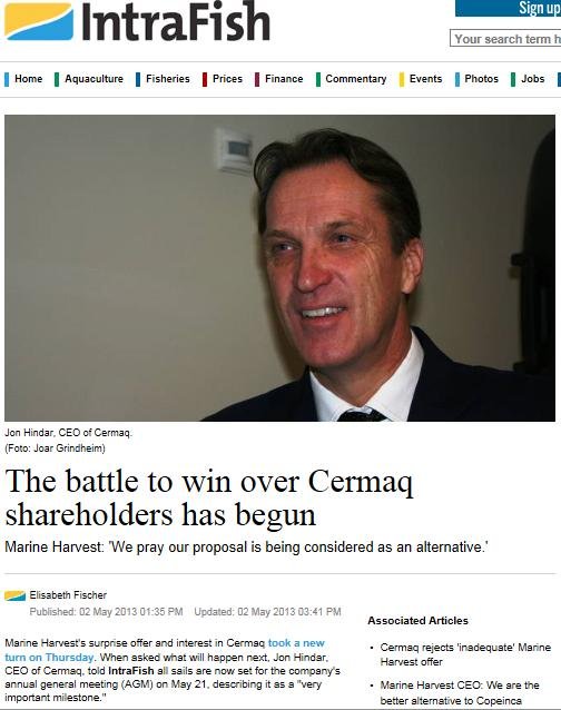 MH Cermaq Intrafish battle shareholders MH Cermaq Intrafish battle shareholders
