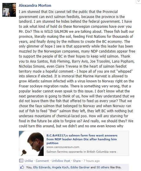 NDP Alexandra Morton stunned Facebook #1 NDP Alexandra Morton stunned Facebook #1