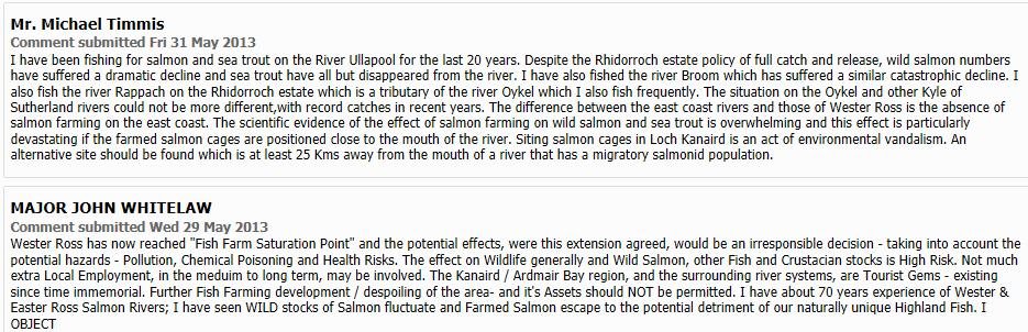 Loch Kanaird objections Loch Kanaird objections