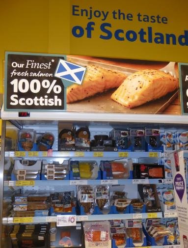 Low res photos #6 Tesco Penicuik 29 March 2014 Scottish display selling 100% Norwegian farmed salmon Low res photos #6 Tesco Penicuik 29 March 2014 Scottish display selling 100% Norwegian farmed salmon