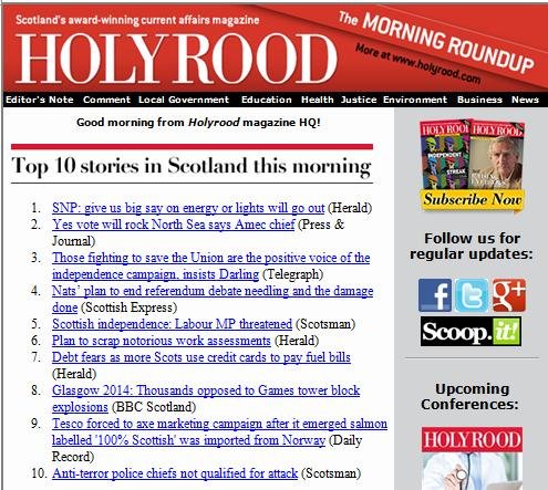 Holyrood morning roundup 7 April 2014 Holyrood morning roundup 7 April 2014