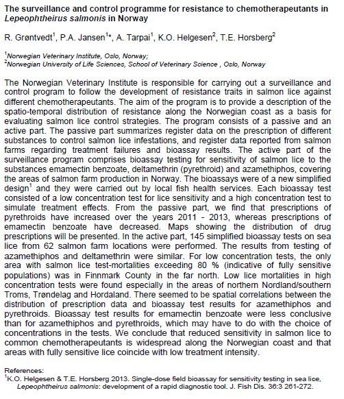 Sea Lice 2014 resistance Sea Lice 2014 resistance