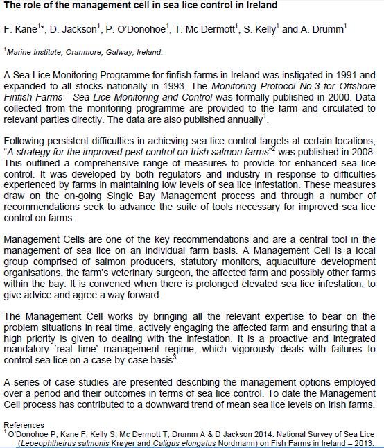 Sea Lice 2014 Irish downward trend Sea Lice 2014 Irish downward trend
