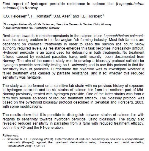 Sea Lice 2014 h20 resistance Sea Lice 2014 h20 resistance
