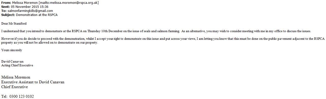 RSPCA email from David Canavan 5 Nov 2015 RSPCA email from David Canavan 5 Nov 2015