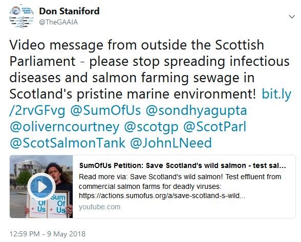 Tweet on video message 9 May 2018