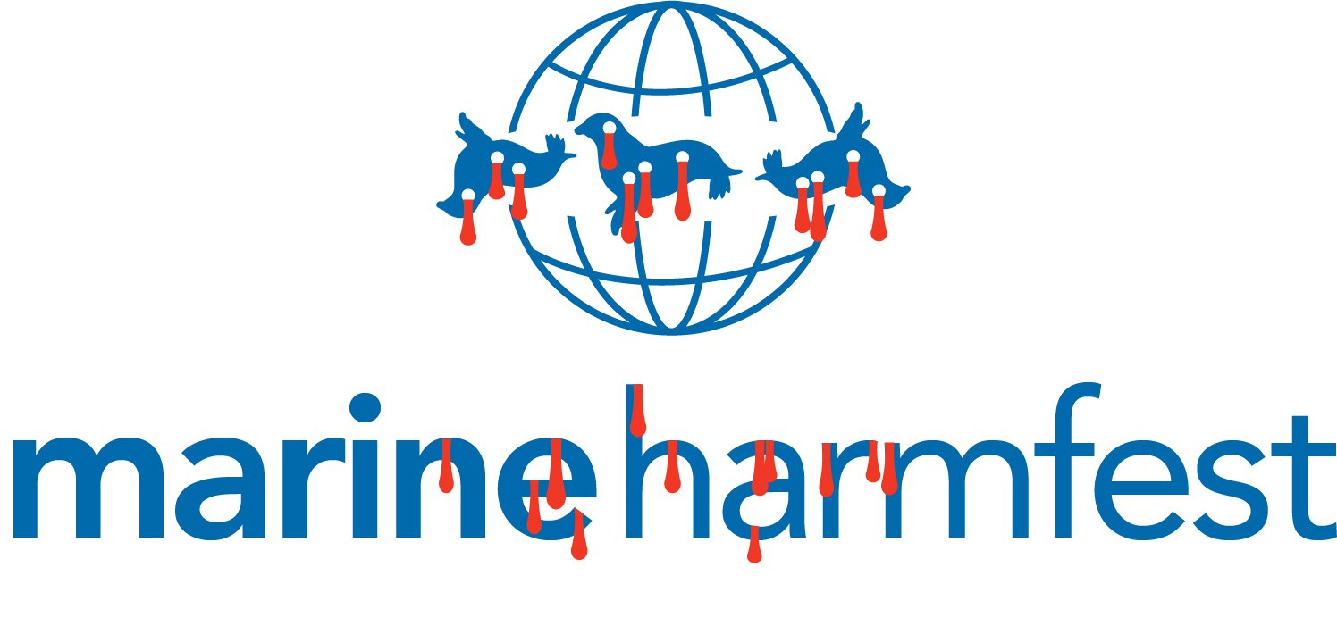 Marine Harmfest logo with dead seals Marine Harmfest logo with dead seals