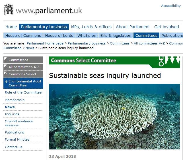 Sustainable Seas Inquiry by the Environmental Audit Committee #1