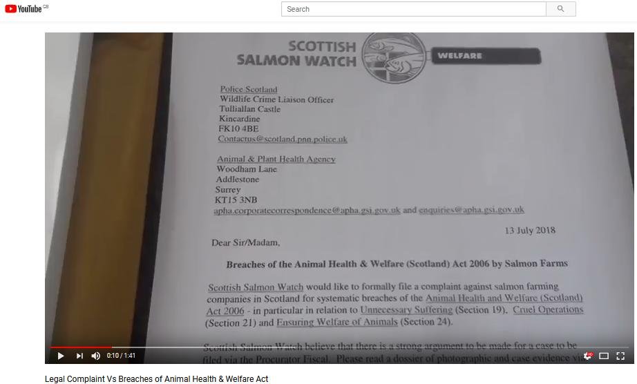 Legal complaint 13 July 2018 You Tube video