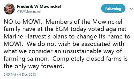Tweet by Fred Mowinckel 4 Dec