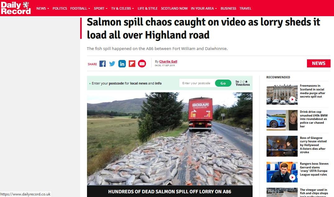 Daily Record on salmon spill 17 September 2019