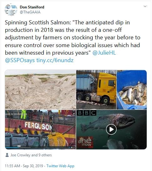 2019 Fish Farm Survey SSPO Julie quote in Salmon Business tweet