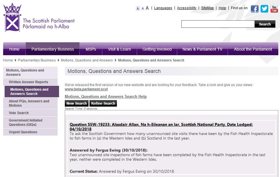 SP PQ re unannounced inspections