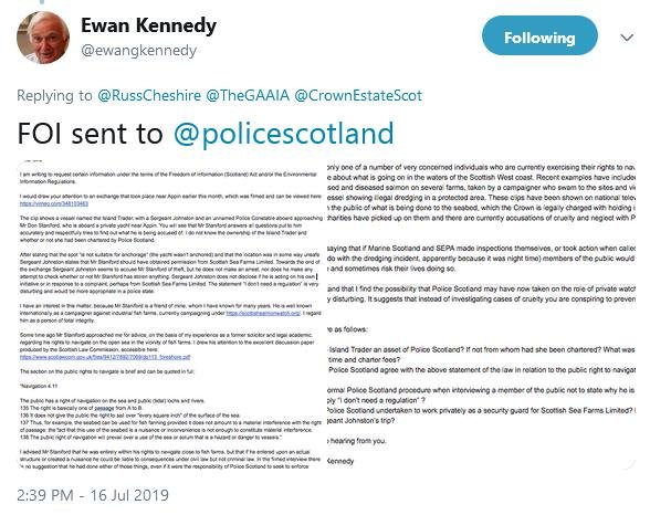 Police Scotland tweet by ewan 16 July 2019