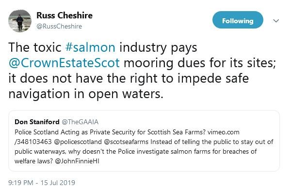 Police Scotland tweet by Russ Cheshire 15 July 2019