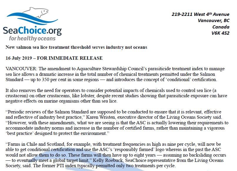 SeaChoice PR 16 July 2019 #1 SeaChoice PR 16 July 2019 #1