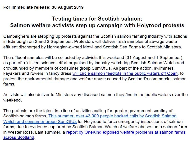 PR Testing Times for Scottish Salmon 30 August 2019 #1 PR Testing Times for Scottish Salmon 30 August 2019 #1