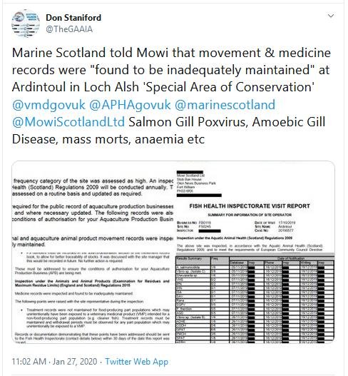 Ardintoul FHI 17 Oct 2019 Tweet re inadequately maintained 27 Jan 2020