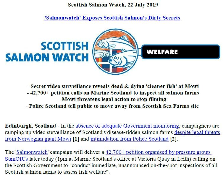 PR Exposing Scottish Salmon's Dirty Secrets 22 July 2019 #1