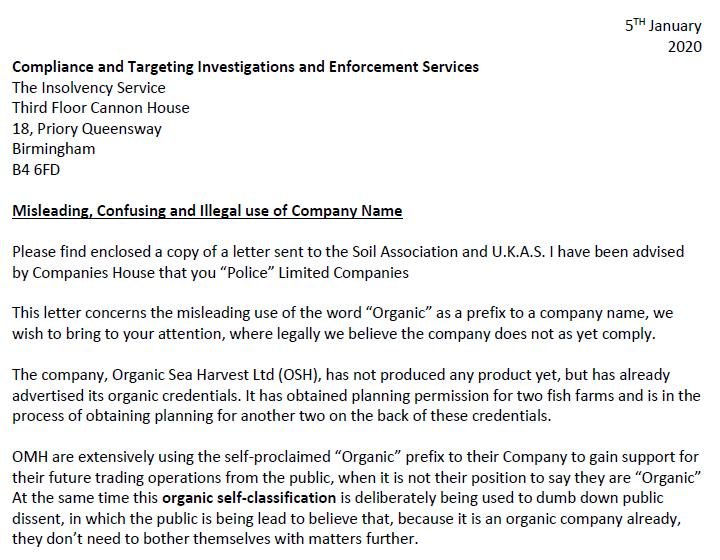 Organic letter 5 Jan 2019 from Jonathan Johnson #2 Insolvency #1