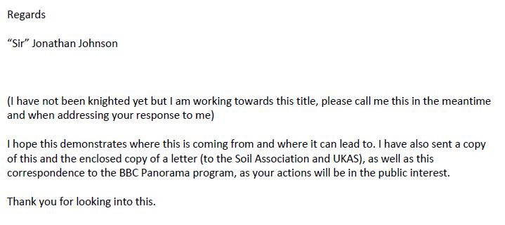 Organic letter 5 Jan 2019 from Jonathan Johnson #2 Insolvency #4