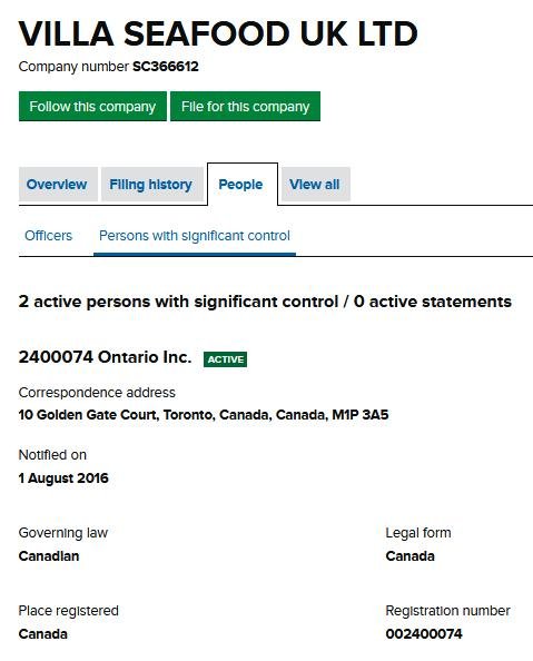 Villa Seafood control #1