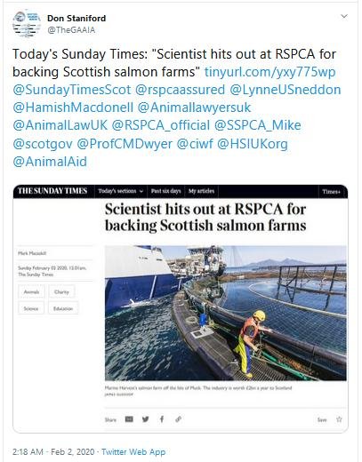Sunday Times Scientist hits out RSPCA 2 Feb 2020 Tweet #1