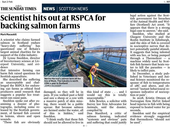 Sunday Times Scientist hits out RSPCA 2 Feb 2020 Newspaper version #1