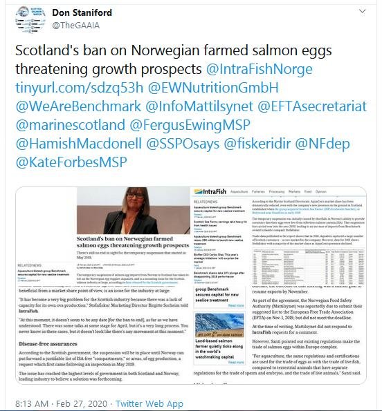 Intrafish 26 Feb 2020 Tweet
