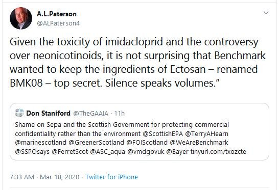 PR Ectosan BMK08 17 March 2020 Tweet #7 silence speaks volumes