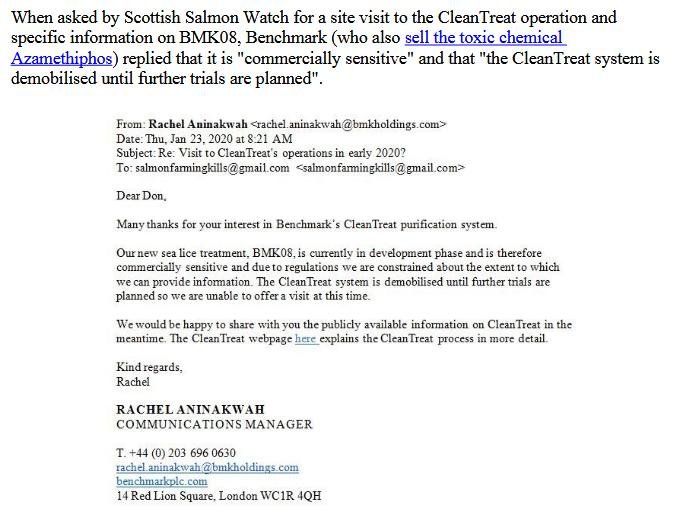 Benchmark email 23 Jan 2020 commercially sensitive