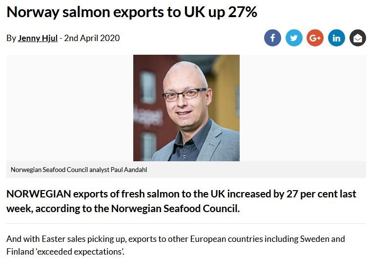 Covid Norway exports up 27%