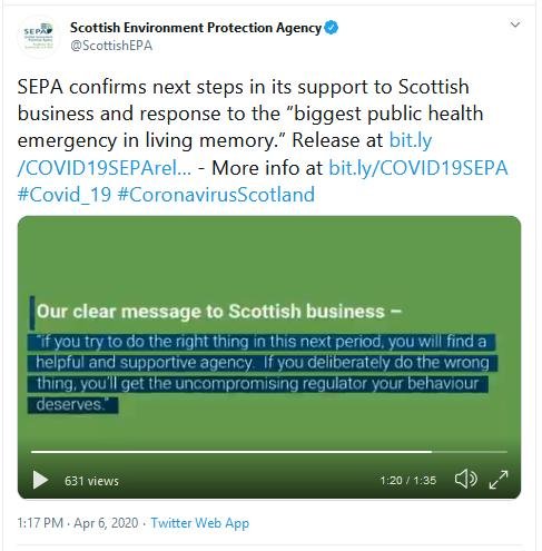 Covid SEPA Tweet 6 April 2020