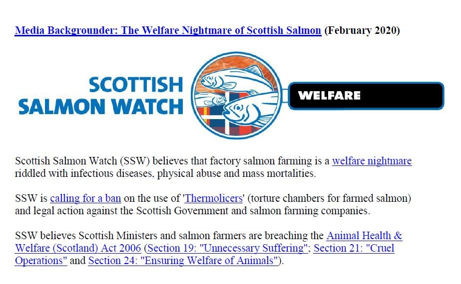 Welfare of Salmon Farming Summary Feb 2020 #1 Welfare of Salmon Farming Summary Feb 2020 #1
