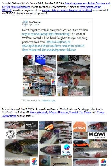 Letter to RSPCA re welfare abuse on RSPCA Assured salmon farms 5 February 2020 #1 b