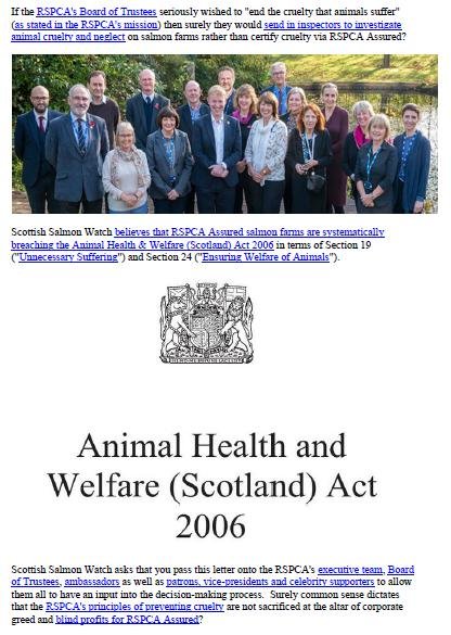 Letter to RSPCA re welfare abuse on RSPCA Assured salmon farms 5 February 2020 #1 f