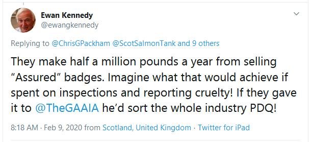 RSCPA Tweet #4 Ewan give money to GAAIA