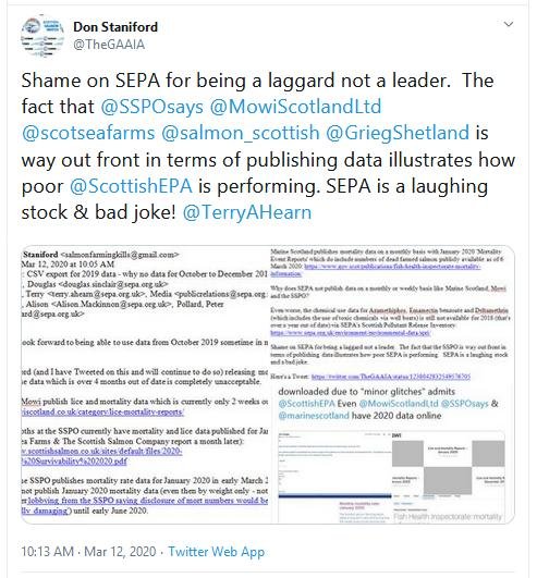 Tweet re lack of data 12 March 2020 Tweet #2