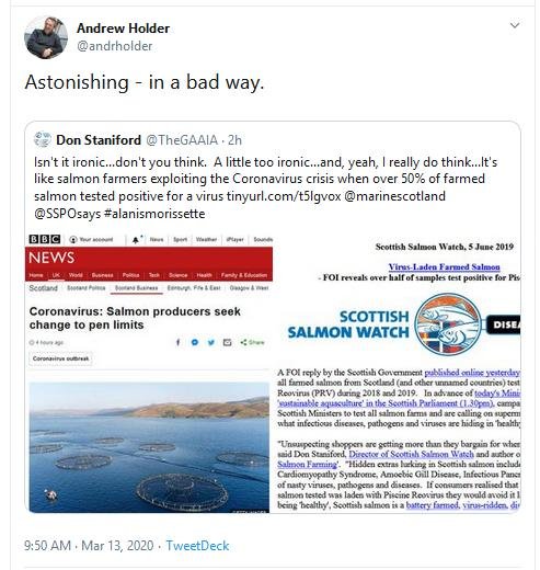 Greed Hamish Macdonel tweet 13 March 2020 Tweet astonishing