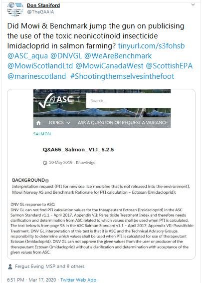 PR Ectosan BMK08 17 March 2020 Tweet #3 ASC jumping gun Mowi #2