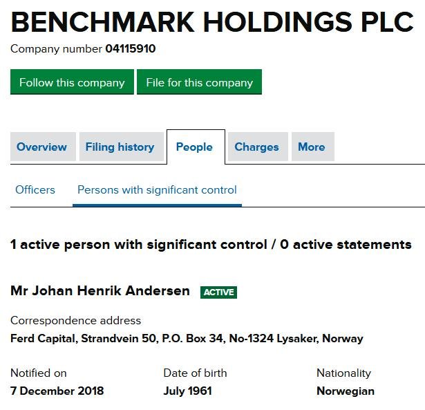 Benchmark Tweet 18 March 2020 #6 Johan Andresen significant control