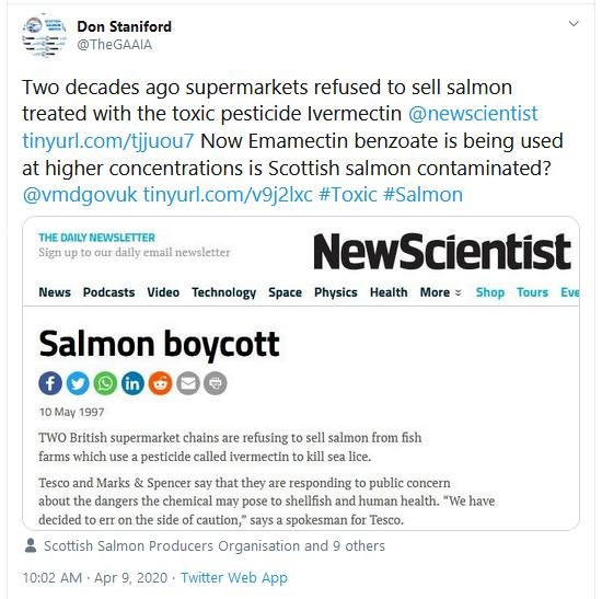 Ivemectin for Covid-19 9 April 2020 Tweet re Emamectin contamination
